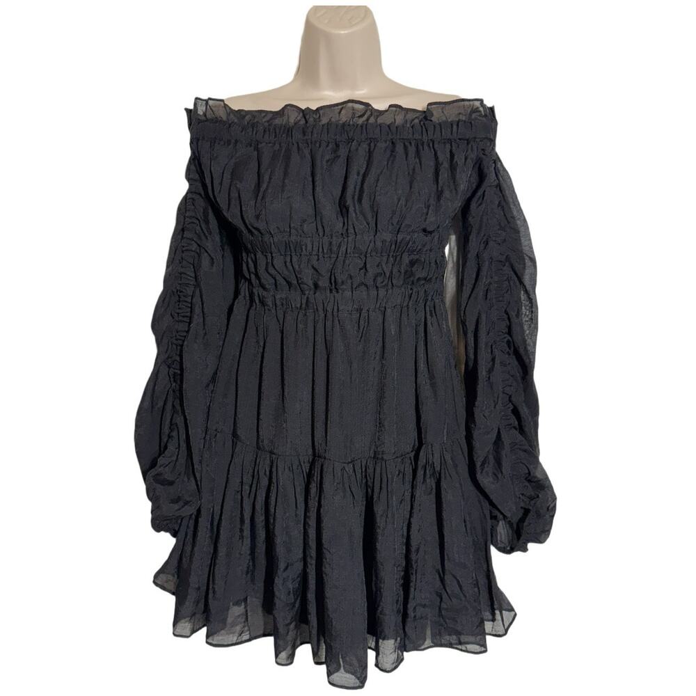 Mustard Seed Off-the-Shoulder Black Mini Dress, Women's Size M, NWT